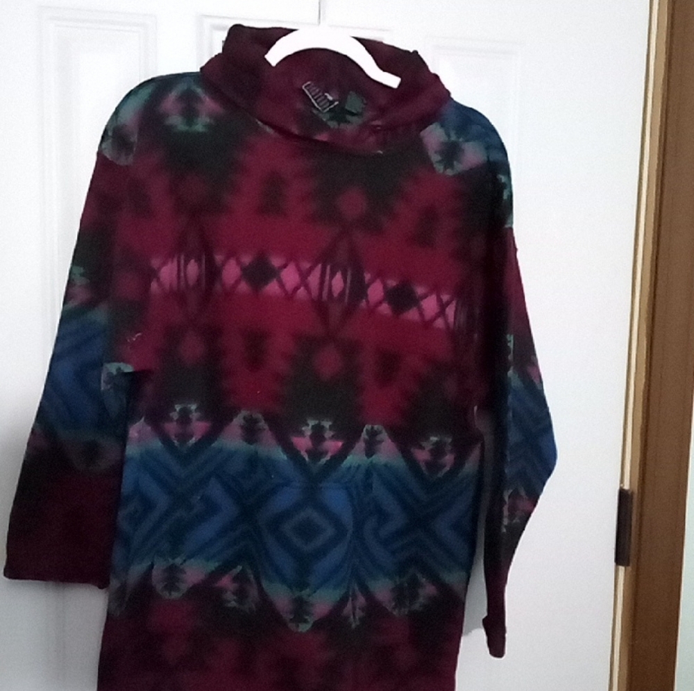 Santana Burgundy and Teal  Hoodie Sweater